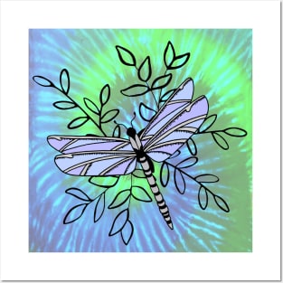 tie dye dragonfly Posters and Art